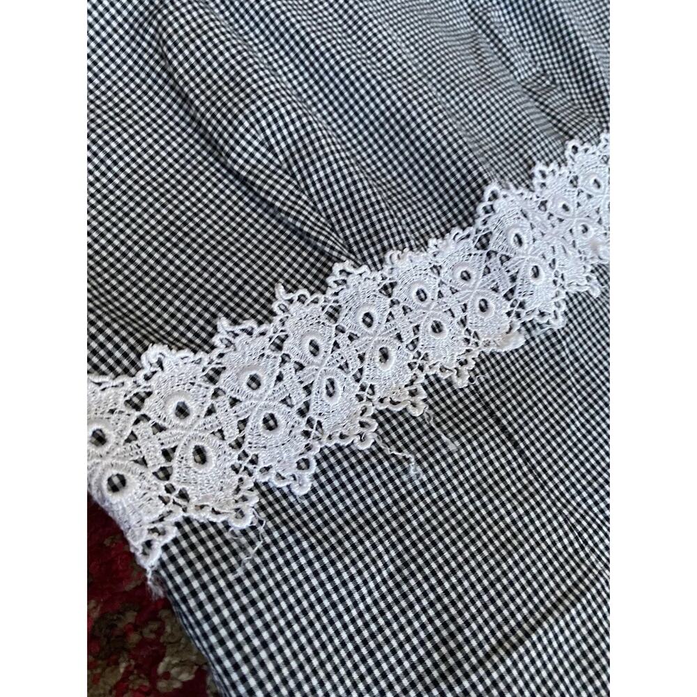 vtg 90s Gingham Dress Sheath Women 6 8 black White Check Crochet Y2k Mini - Picture 7 of 16